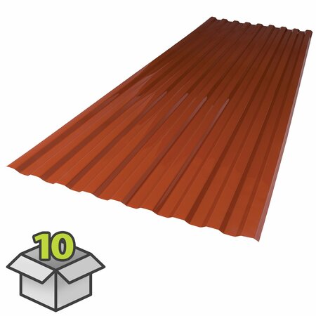 Suntuf 26 in. x 6 ft. Red Brick Polycarbonate Roof Panel, 10PK 400992